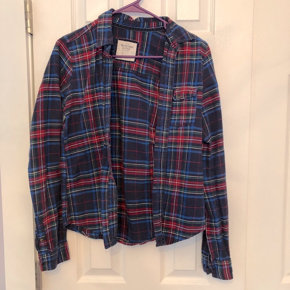 Abercrombie & Fitch navy/red/green flannel M